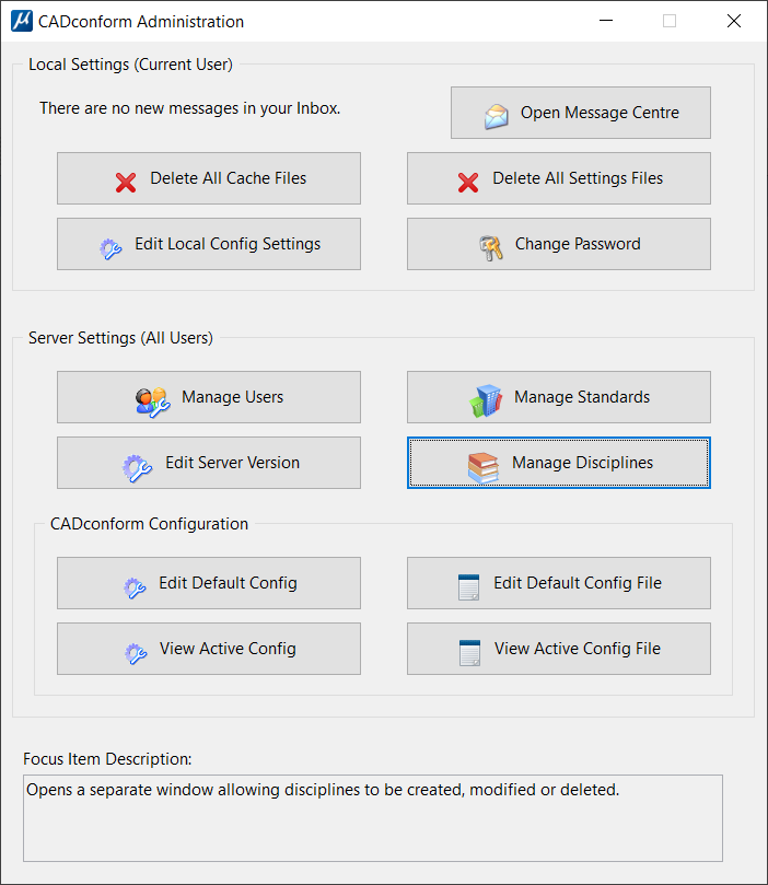 The Administrator dialog