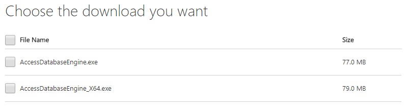 Downloading the Access Database Engine 2016